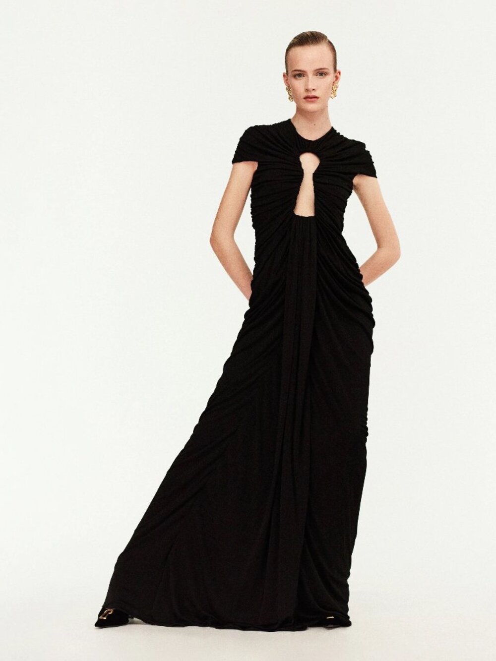 Schiaparelli Long Keyhole Dress in Black Silk (FR 40)